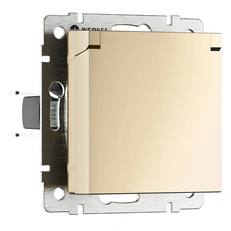 Изображение Розетка влагозащищенная с заземлением с защитной крышкой и шторками IP44 (шампань) W1171211